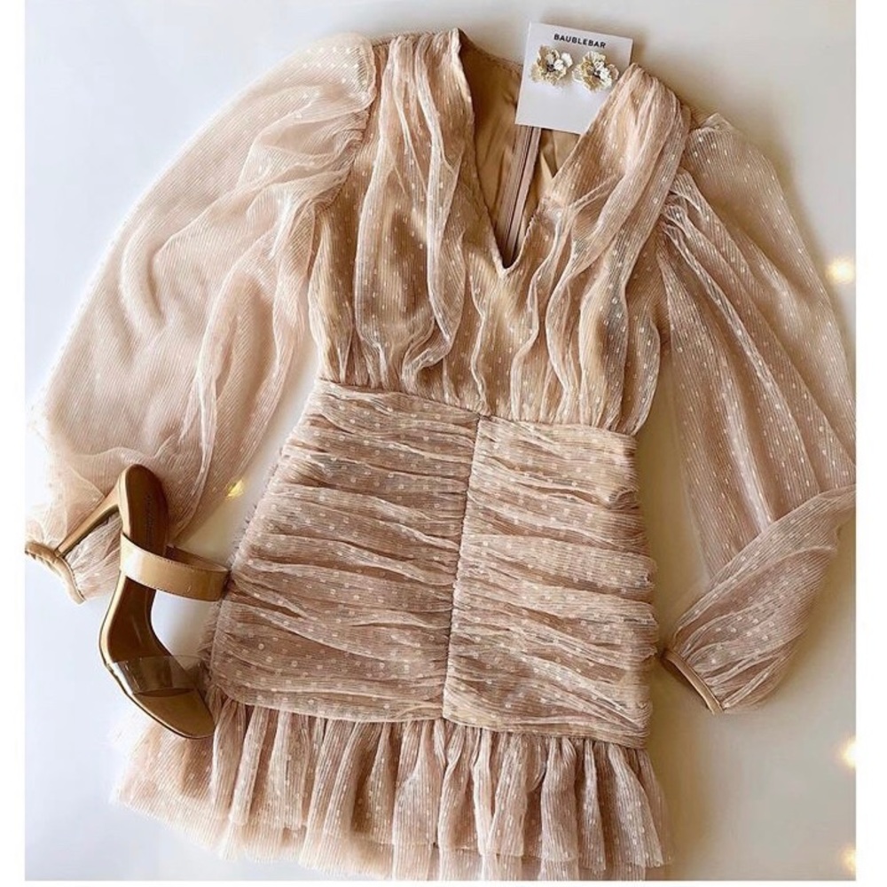 polka dot mini long sleeve dress